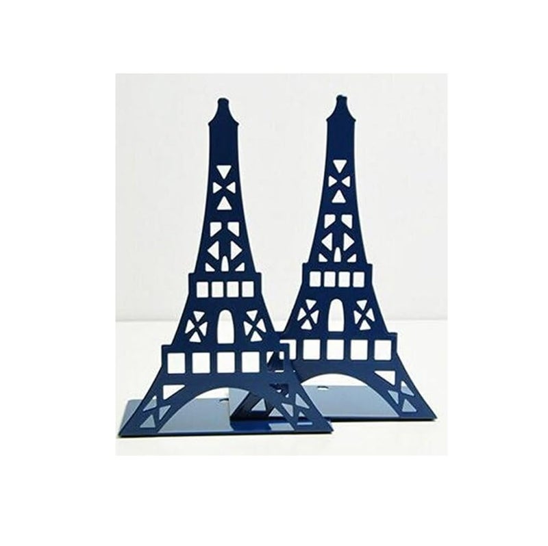 School Supplies Schoolsupplies Tinplate Eiffel Tower Creative Bookshelf Metal Book Holder Stand Decorative Bookend Portable Read Stand Blue - Image 2